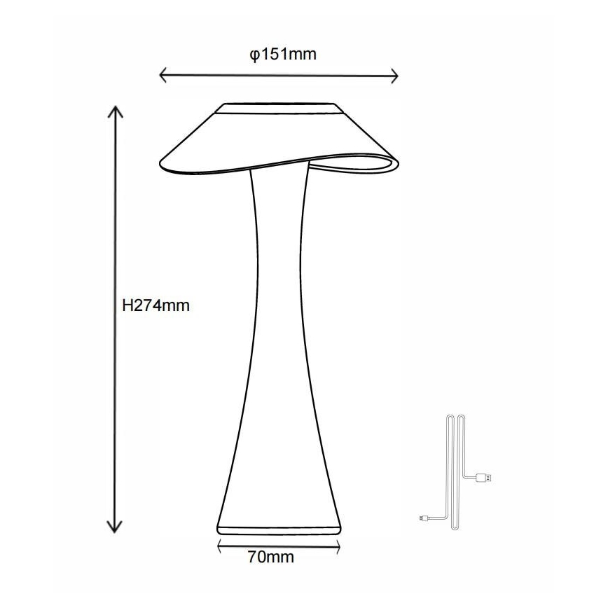 Globo - Candeeiro de mesa LED com regulação LED/2,5W/3,7V 1200mAh 2700K/4500K/6500K preto