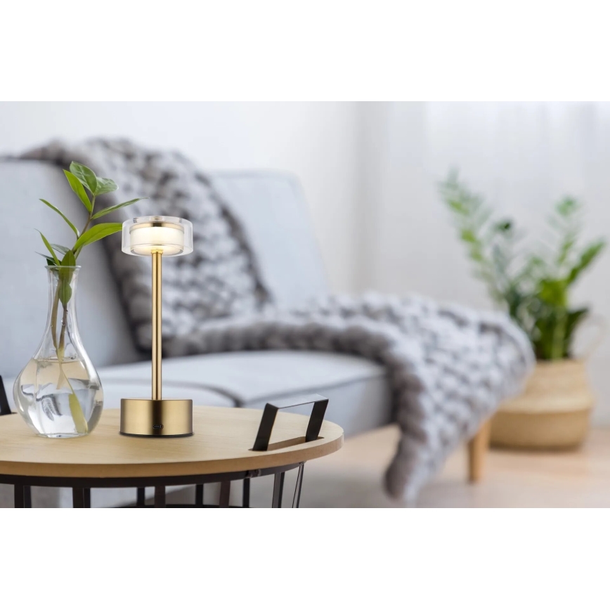 Globo - Candeeiro de mesa tátil LED com regulação LED/2,5W/3,7V 2700/4000/6500K 1800mAh latão