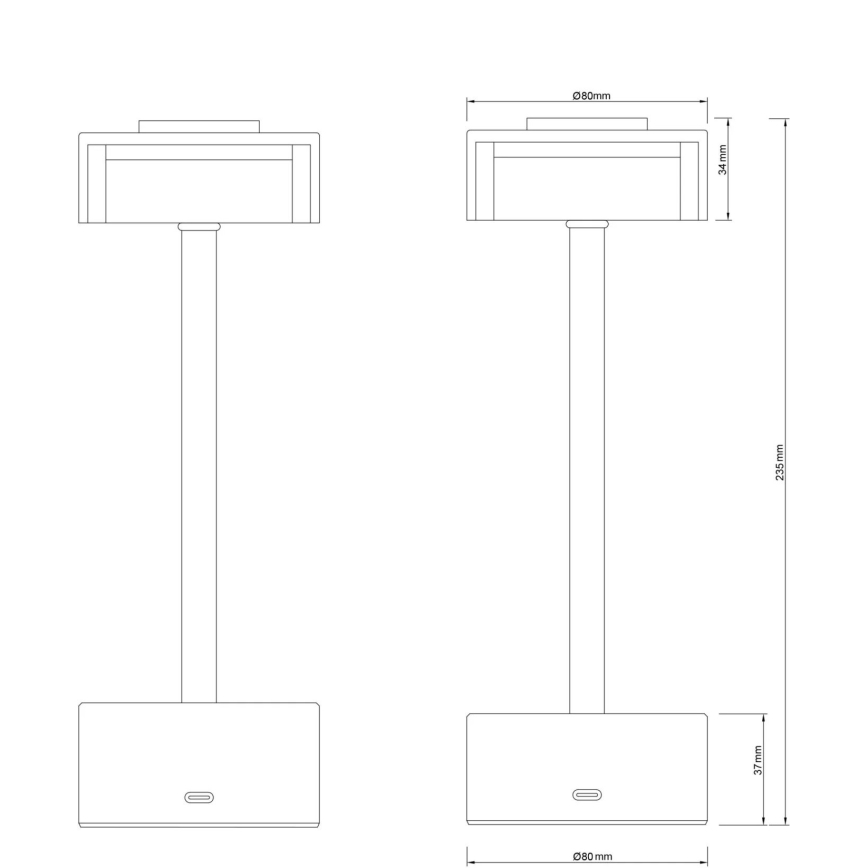 Globo - Candeeiro de mesa tátil LED com regulação LED/2,5W/3,7V 2700/4000/6500K 1800mAh latão