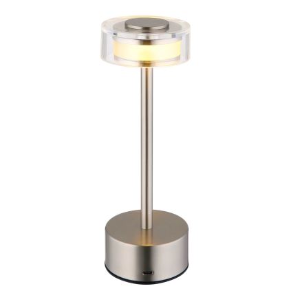 Globo - Candeeiro de mesa tátil LED com regulação LED/2,5W/3,7V 2700/4000/6500K 1800mAh cromado mate