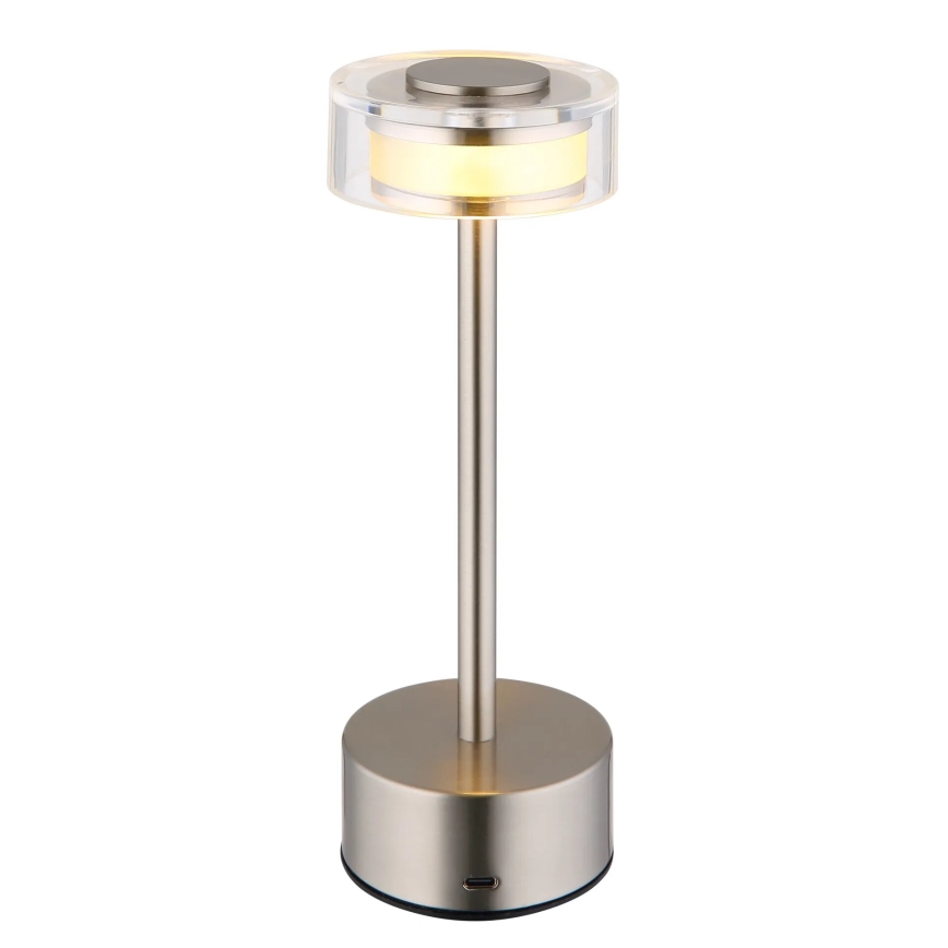 Globo - Candeeiro de mesa tátil LED com regulação LED/2,5W/3,7V 2700/4000/6500K 1800mAh cromado mate
