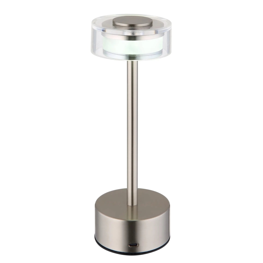 Globo - Candeeiro de mesa tátil LED com regulação LED/2,5W/3,7V 2700/4000/6500K 1800mAh cromado mate