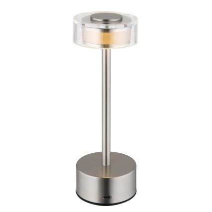 Globo - Candeeiro de mesa tátil LED com regulação LED/2,5W/3,7V 2700/4000/6500K 1800mAh cromado mate
