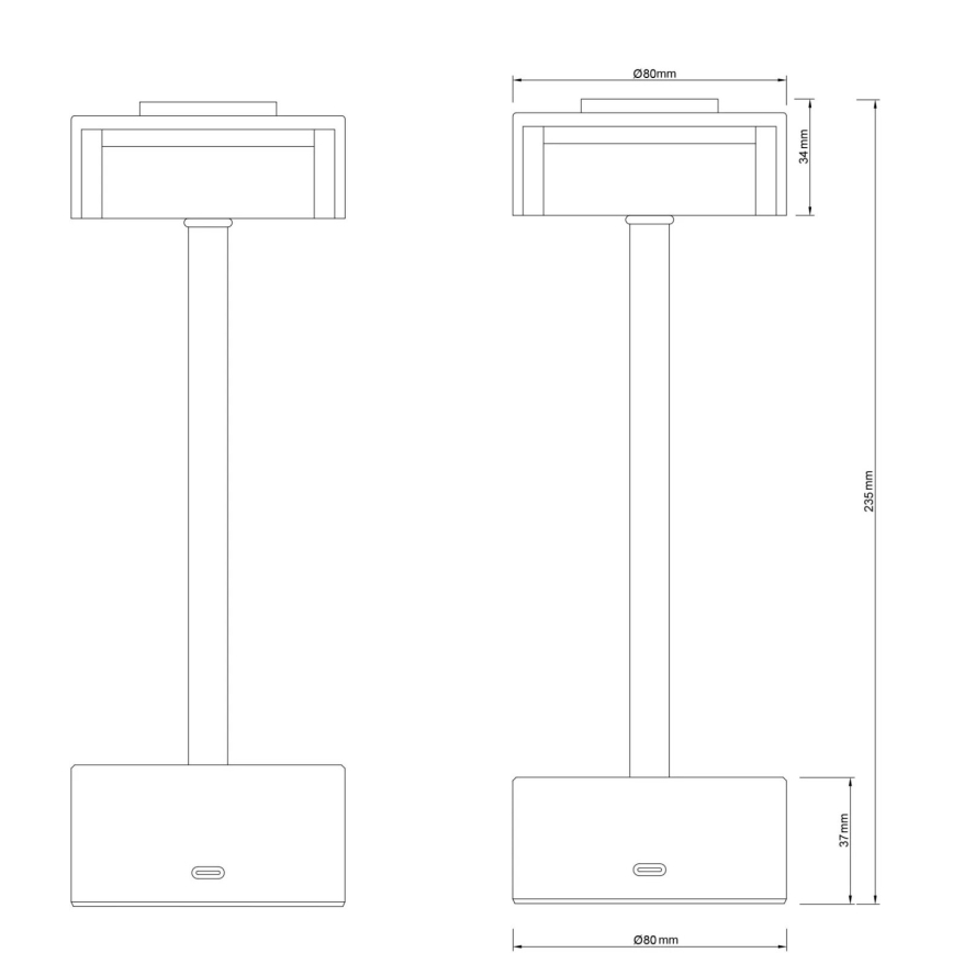 Globo - Candeeiro de mesa tátil LED com regulação LED/2,5W/3,7V 2700/4000/6500K 1800mAh preto