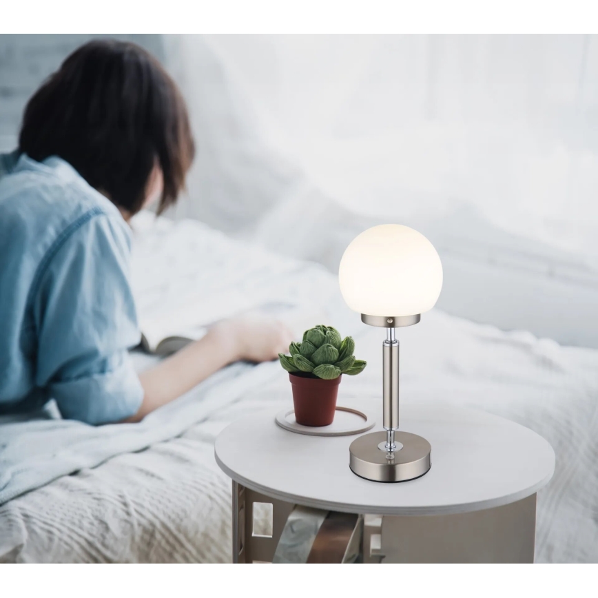 Globo - Candeeiro de mesa LED tátil com regulação LED/2,5W/5V 1800mAh 2700/4000/6500K cromado mate