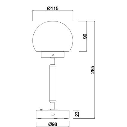 Globo - Candeeiro de mesa LED tátil com regulação LED/2,5W/5V 1800mAh 2700/4000/6500K cromado mate