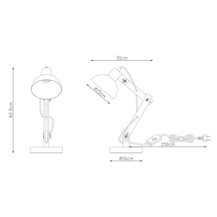 Globo - Candeeiro de mesa 1xE27/40W/230V faia