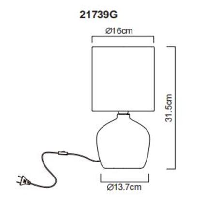 Globo - Candeeiro de mesa 1xE14/40W/230V cinzento