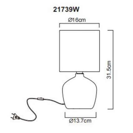 Globo - Candeeiro de mesa 1xE14/40W/230V branco