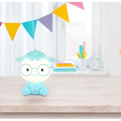 Globo - Candeeiro de noite LED para crianças com regulação LED/1W/5V 500 mAh azul