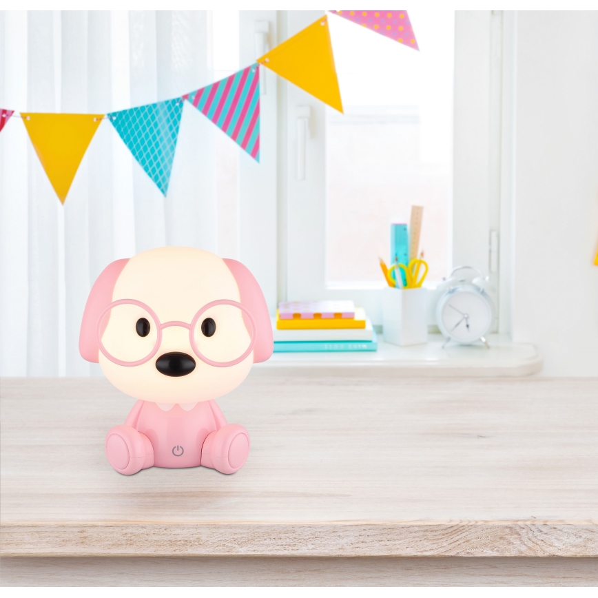 Globo - Candeeiro de noite infantil regulável LED/1W/5V 500 mAh cor-de-rosa