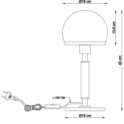 Globo - Candeeiro de mesa 1xE27/40W/230V dourado