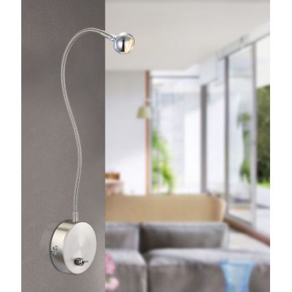 Globo - Candeeiro pequeno LED flexível LED/3W/230V cromado brilhante