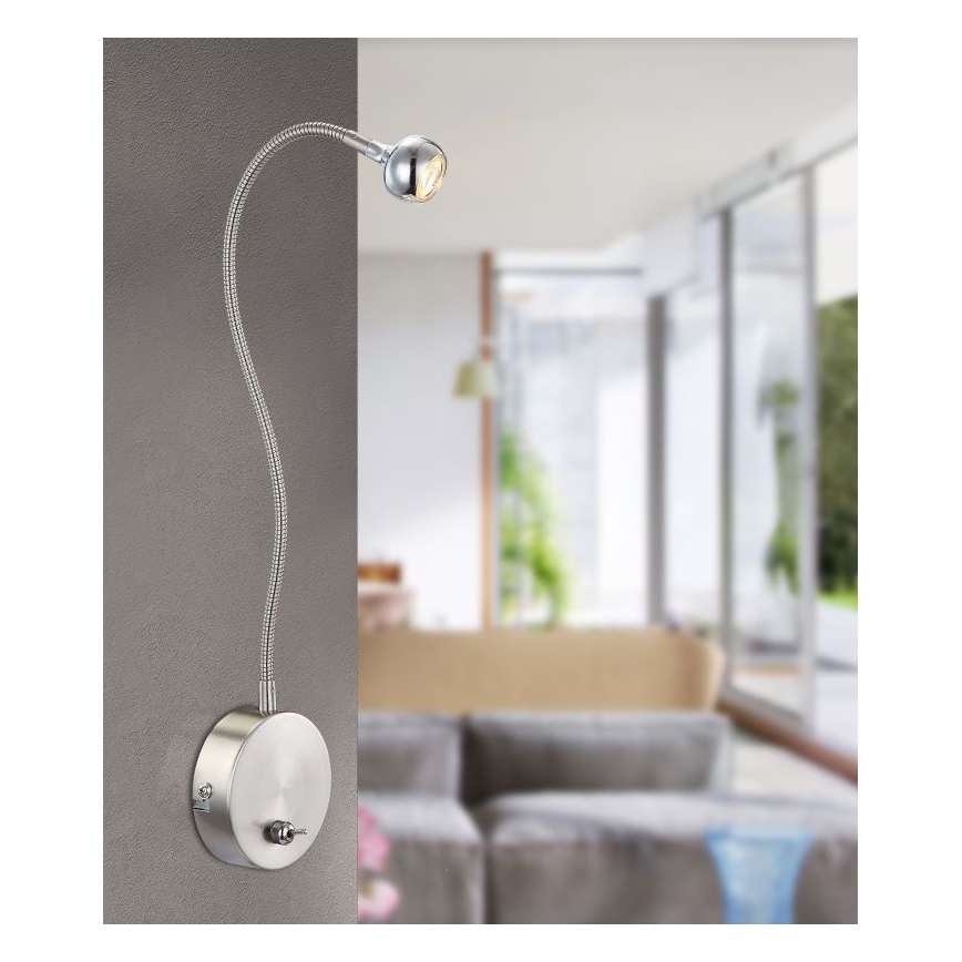 Globo - Candeeiro pequeno LED flexível LED/3W/230V cromado brilhante