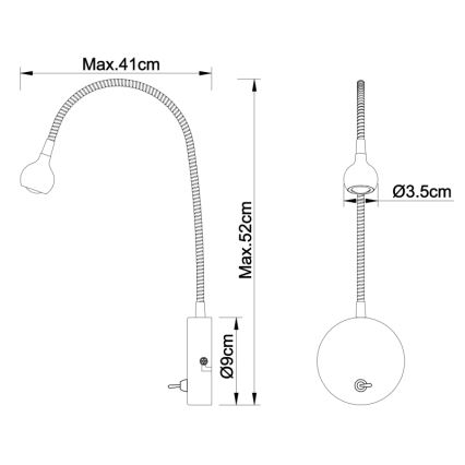 Globo - Candeeiro pequeno LED flexível LED/3W/230V cromado brilhante
