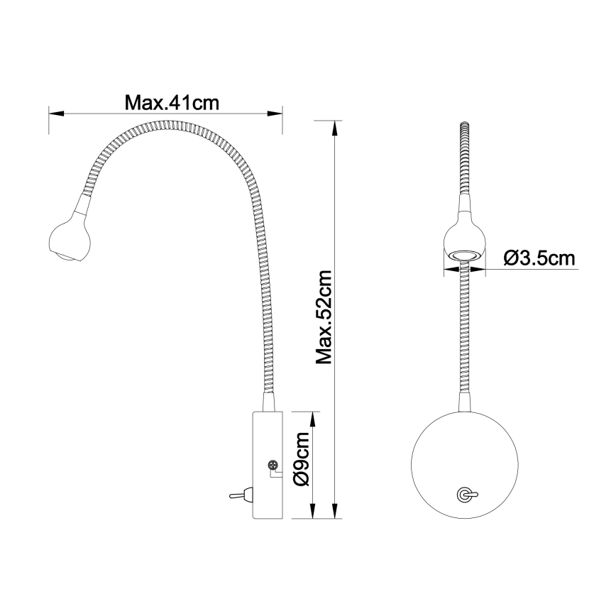 Globo - Candeeiro pequeno LED flexível LED/3W/230V cromado brilhante