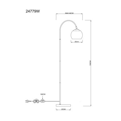 Globo - Candeeiro de chão 1xE27/60W/230V branco