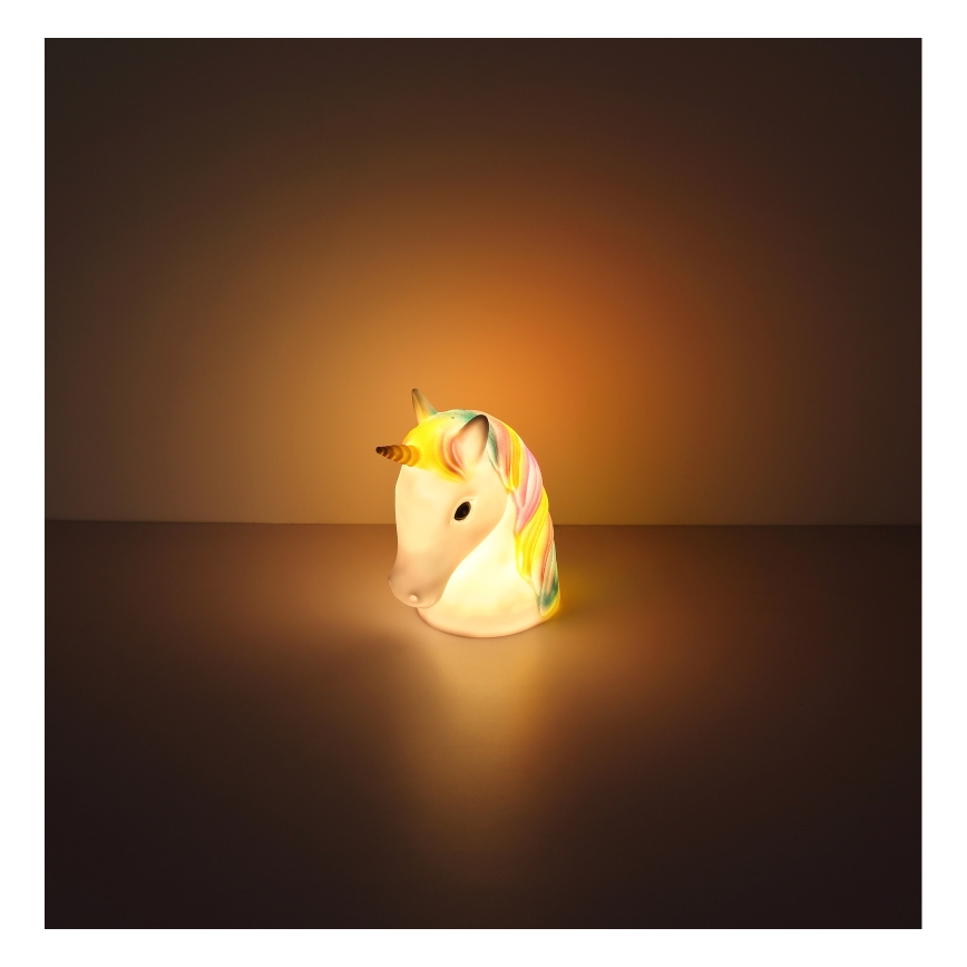 Globo - Candeeiro noturno de criança LED LED/1W/230/4,5V 3xAA unicórnio