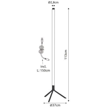 Globo - Candeeiro de chão LED RGB com regulação LED/7W/5V + comando