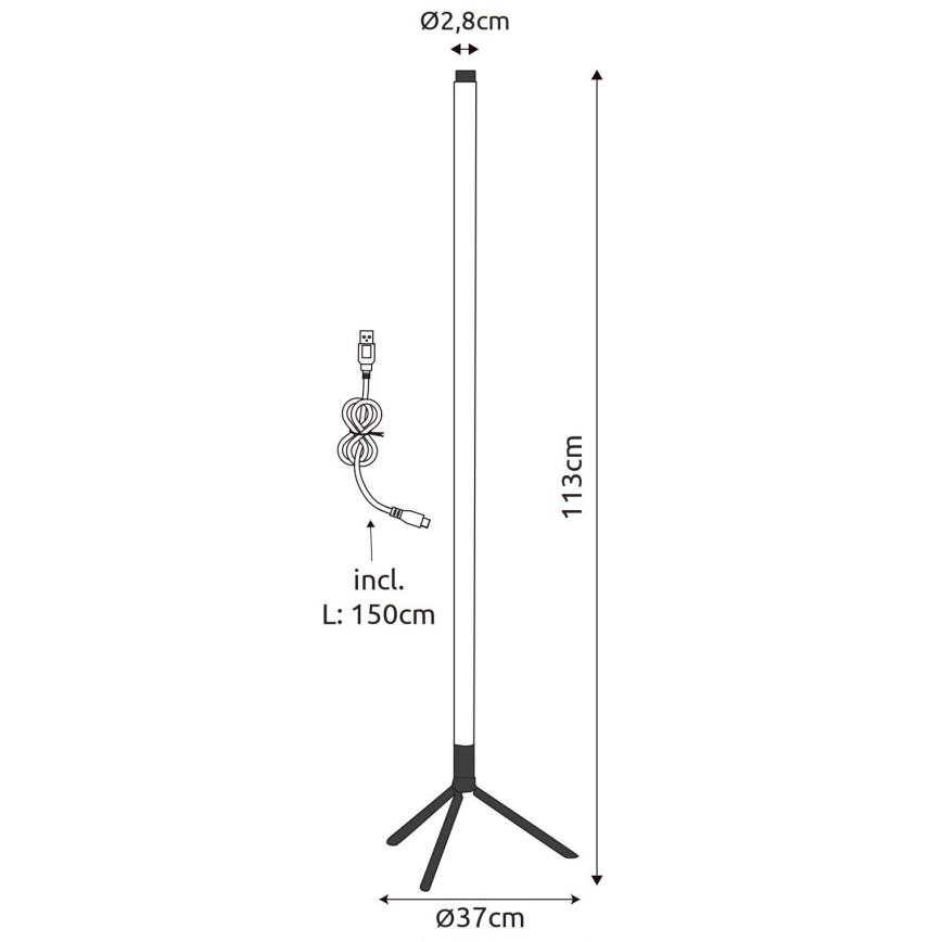 Globo - Candeeiro de chão LED RGB com regulação LED/7W/5V + comando