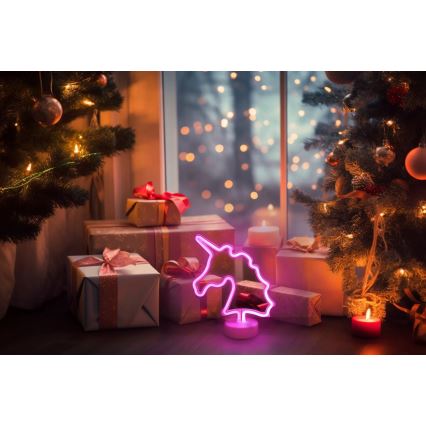 Globo - Decoração de mesa LED neon LED/2W/3xAA unicórnio