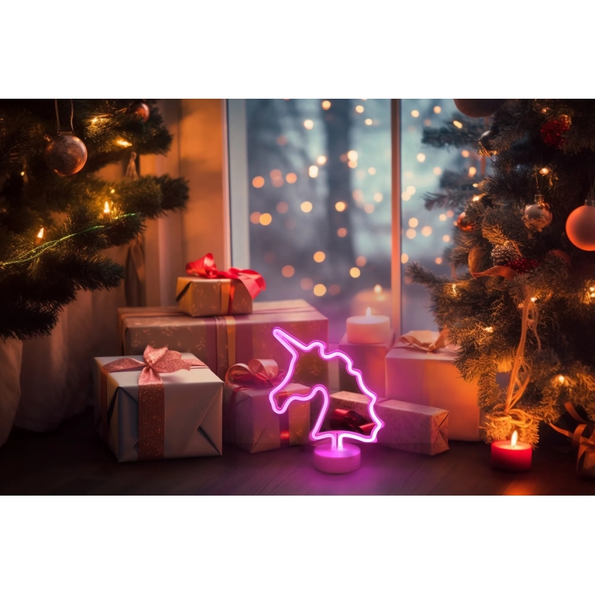 Globo - Decoração de mesa LED neon LED/2W/3xAA unicórnio