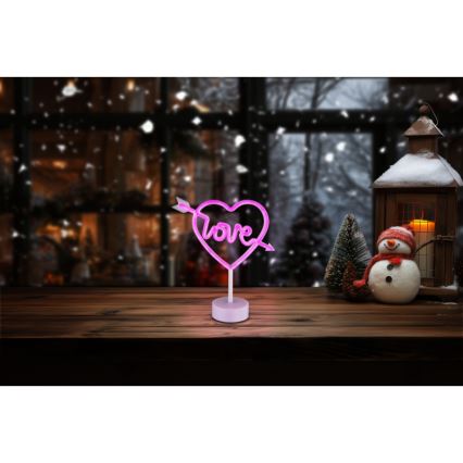 Globo - Decoração de mesa LED neon LED/2W/3xAA coração