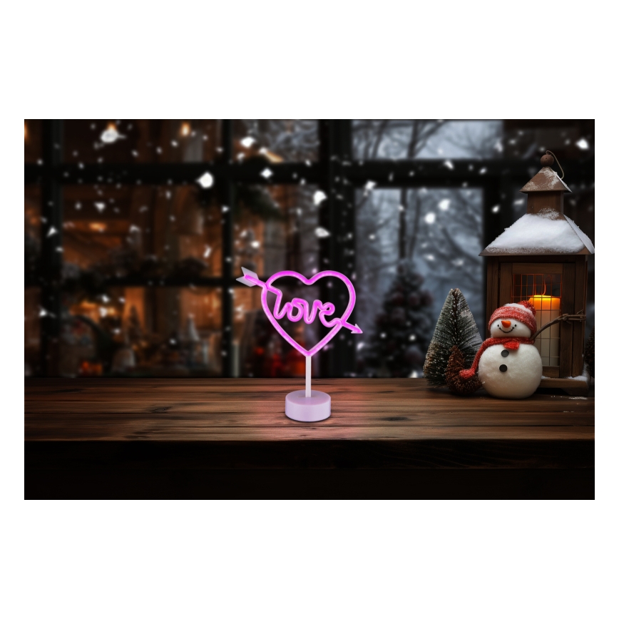 Globo - Decoração de mesa LED neon LED/2W/3xAA coração