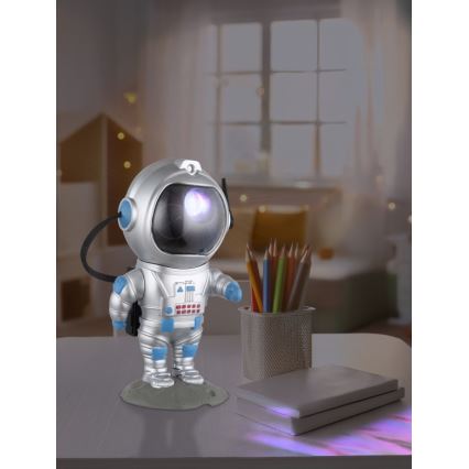 Globo - Lâmpada de Mesa LED RGB LED/4,5W/5V astronauta prateada