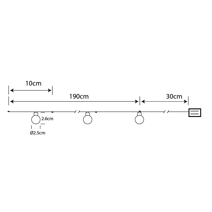 Globo - Corrente de Natal LED 20xLED/2xAA 2,2m branco quente
