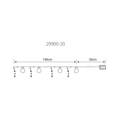 Globo 29900-20 - Corrente decorativa LED 20xLED/0,03W/2xAA