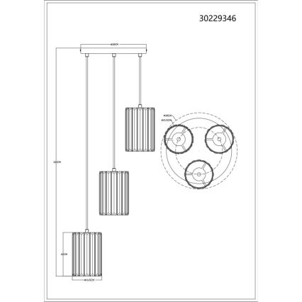 Globo - Candeeiro suspenso 3xE27/60W/230V diâmetro 35 cm