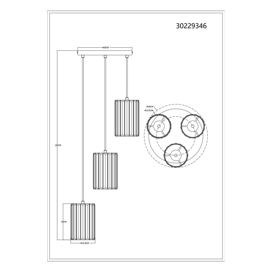 Globo - Candeeiro suspenso 3xE27/60W/230V diâmetro 35 cm