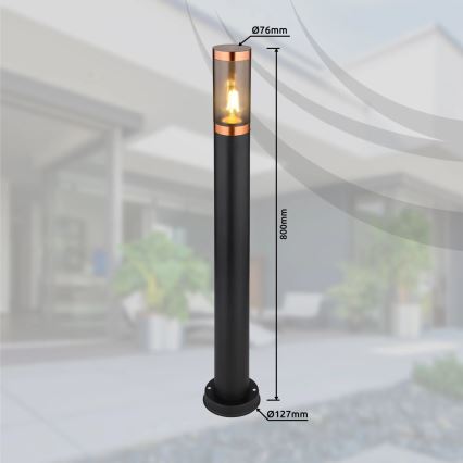 Globo - Candeeiro exterior 1xE27/23W/230V IP44 80 cm preto/cobre