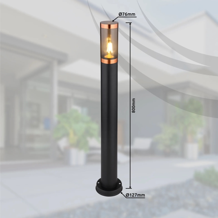Globo - Candeeiro exterior 1xE27/23W/230V IP44 80 cm preto/cobre