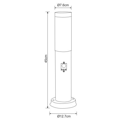 Globo - Candeeiro exterior com sensor 1xE27/60W/230V 45 cm IP44