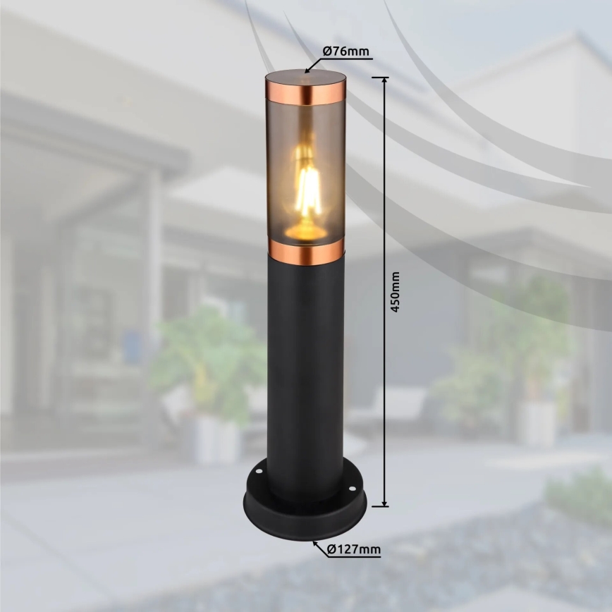 Globo - Candeeiro exterior 1xE27/23W/230V IP44 45 cm preto/cobre