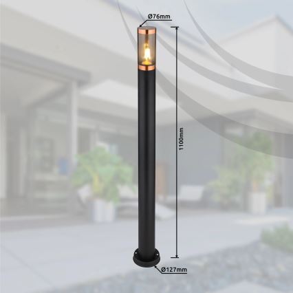 Globo - Candeeiro exterior 1xE27/23W/230V IP44 110 cm preto/cobre