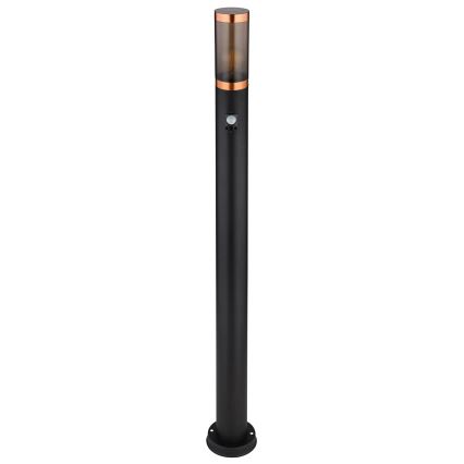 Globo - Candeeiro exterior com sensor 1xE27/15W/230V IP44 110 cm preto/cobre