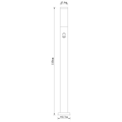 Globo - Candeeiro exterior com sensor 1xE27/60W/230V 110 cm IP44