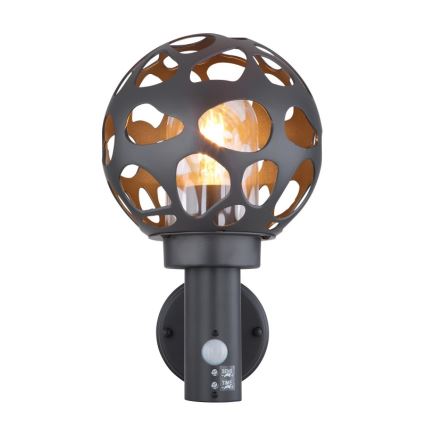 Globo - Iluminação de parede exterior com sensor 1xE27/15W/230V IP44