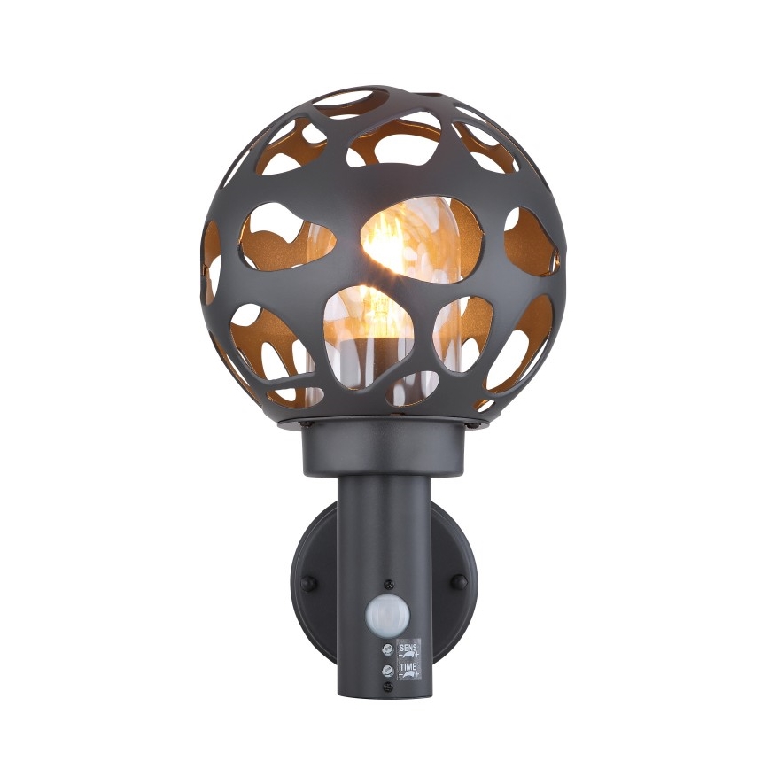 Globo - Iluminação de parede exterior com sensor 1xE27/15W/230V IP44