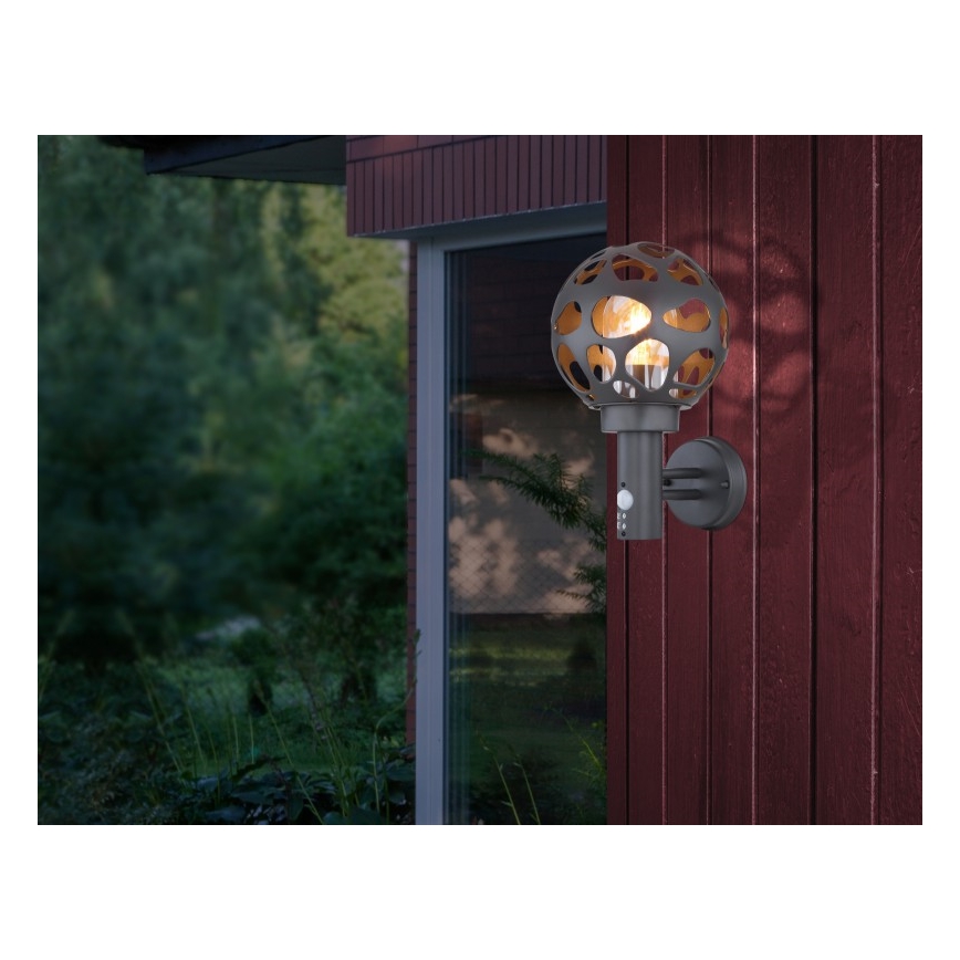 Globo - Iluminação de parede exterior com sensor 1xE27/15W/230V IP44