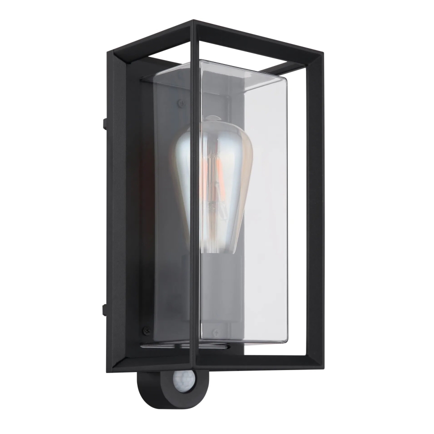 Globo - Iluminação de parede exterior com sensor 1xE27/60W/230V IP44 preto