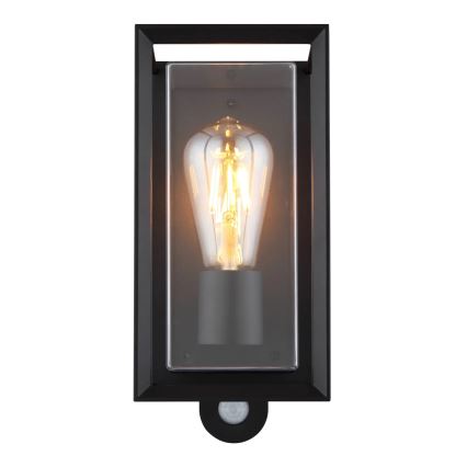 Globo - Iluminação de parede exterior com sensor 1xE27/60W/230V IP44 preto