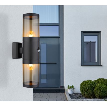 Globo iluminação de parede com sensor 2xE27/40W/230V IP44