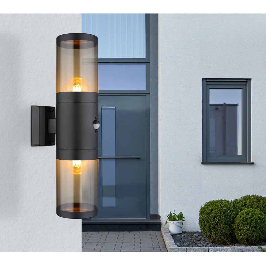 Globo iluminação de parede com sensor 2xE27/40W/230V IP44