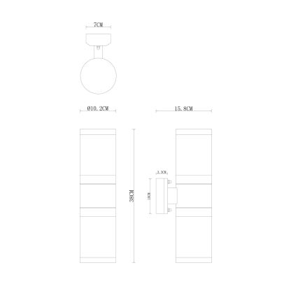 Globo - Iluminação de parede exterior 2xE27/60W/230V IP44