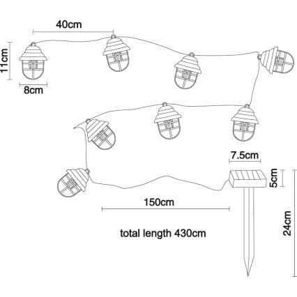 Globo - Luz LED solar decorativa 8xLED/3,2V IP44