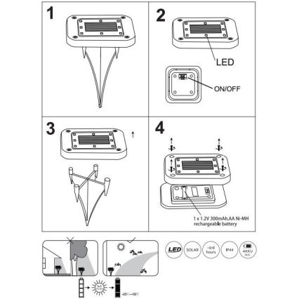 Globo - CONJUNTO 2x Luzes solares LED LED/0,8W/1,2V IP44 300 mAh